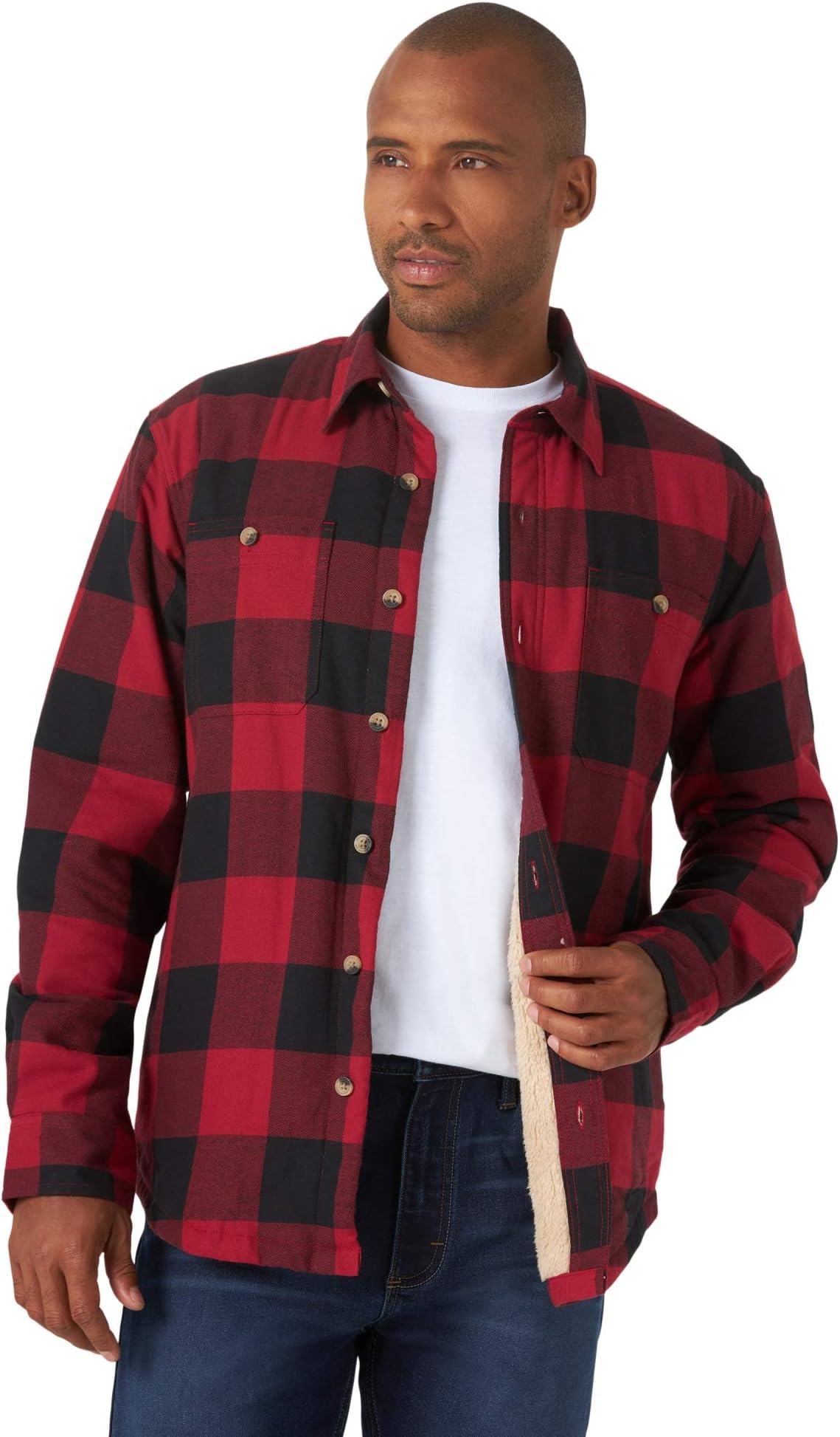 Men's Long Sleeve Sherpa Lined Shirt Jacket