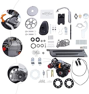 CNCEST 100cc Electric Bicycle Kit, 4-Stroke Bicycle Gasoline Engine Kit, Single Cylinder Forced Air Cooled Ohv Tilt 25 Degrees Gasoline Electric Bicycle Engine Scooter (Belt Model)