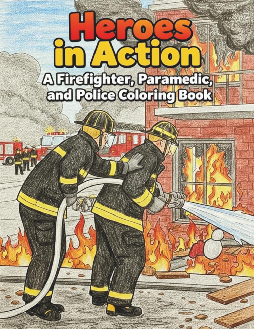 Heros in Action: A Firefighter, Paramedic, and Police Coloring Book: Exciting First Responder Scenes to Color for Boys and Girls Ages 3–8