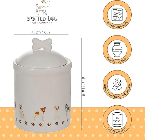 Miniatura 3 de SPOTTED DOG GIFT COMPANY Recipiente de cocina para encimera, bonito tarro de cerámica para almacenamiento de alimentos con tapa, contenedor de tarro