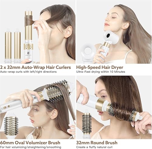 Miniatura 3 de webeauty - Cepillo secador de pelo webeauty 5 en 1 - Juego de cepillos de aire caliente profesionales de un solo paso para secado rápido, secado de