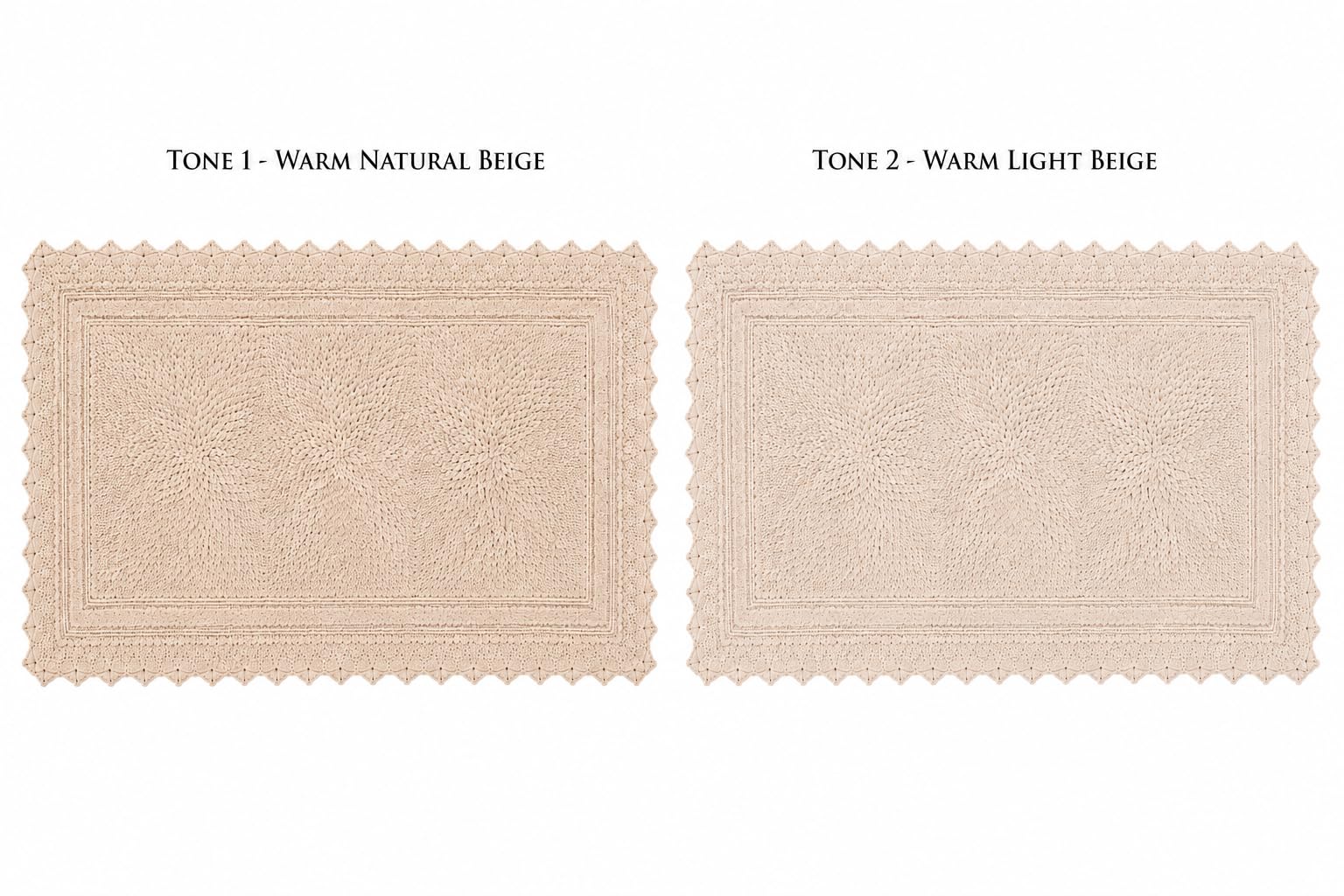 Royal Blaze Alfombra de baño reversible 100% algodón, viene con bucle y diseño copetudo con bordes de ganchillo, 2200 g/m², directamente desde el fabricante, alfombra de baño de secado rápido, beige,