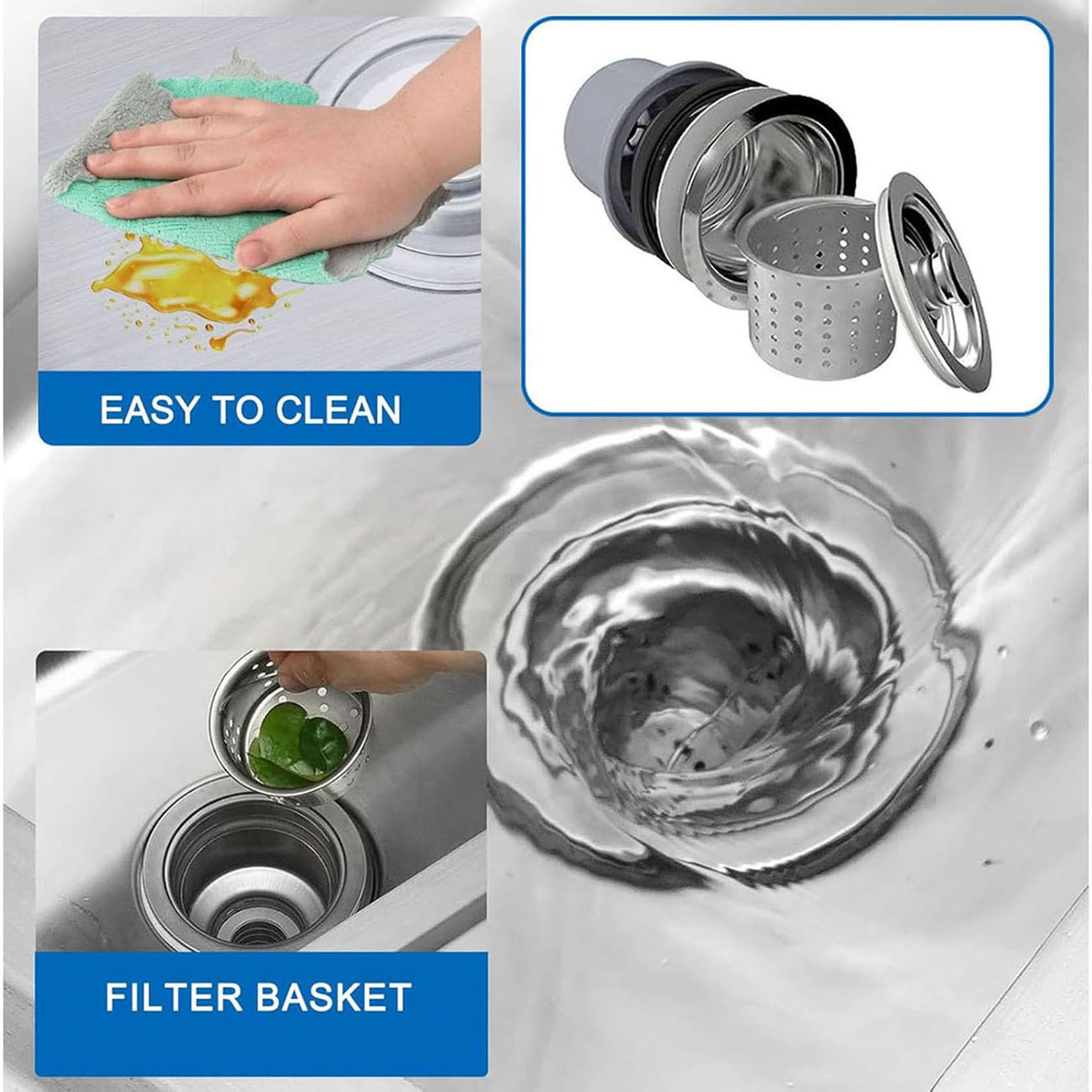 Fregadero De Cocina Exterior/Jardin Mueble Fregadero De Acero Inoxidable | Portatil Lavamanos Industriales con Grifo Estante Y Escurridor Pila De Lavar Para Garajes/Lavanderías/Restaurantes Comercial