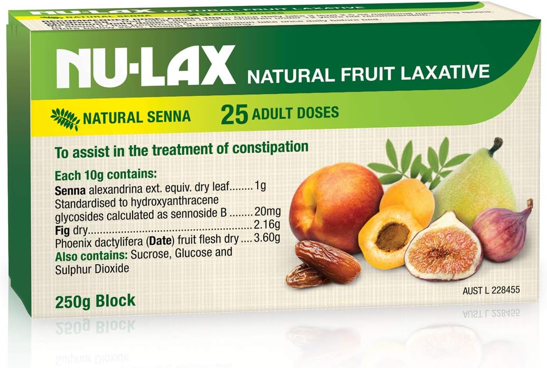Nulax Fruit Laxative Block 250g Made From Pure Dried Fruits Made in Australia