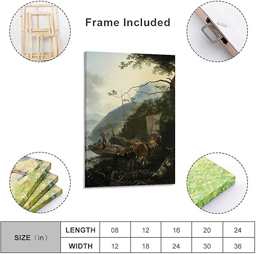 Miniatura 2 de Pijnacker Adam -- Schippers Met Hun Boten Aan De Oever Van Een Italiaans Meer 1650-1670jpeg Wall Art Picture Painting Poster Canvas Print Posters