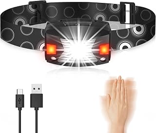 Hosonic G7 LED Headlamp Rechargeable 5 Modes with Red Light Head Lamp Motion Sensor Lightweight USB Head Flashlight IPX6 Waterproof for Adults Kids Outdoor Running Hunting