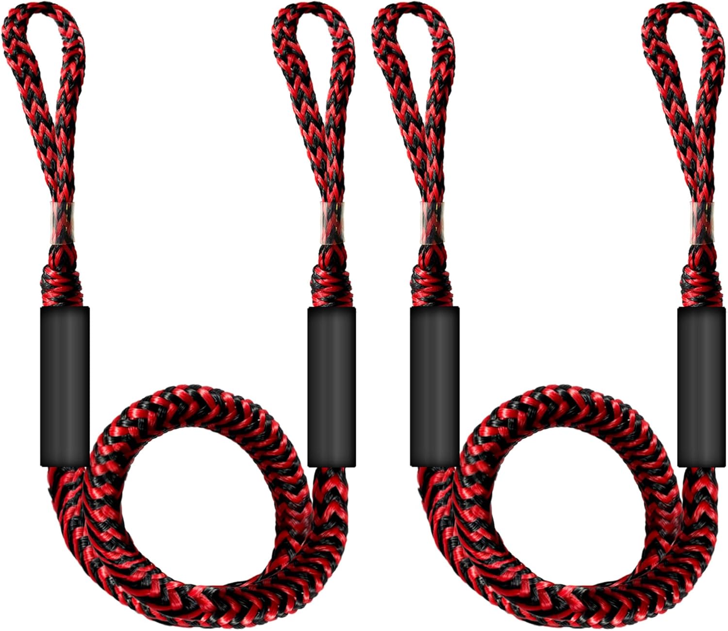 Bungee Dock Line,Boat Rope Stretchable Docking String with Foam Float for Pontoon Boat,seadoo,WaveRunner,Kayak,Boating Gifts for Men,2pack,4-5.5FT (Red&Black)
