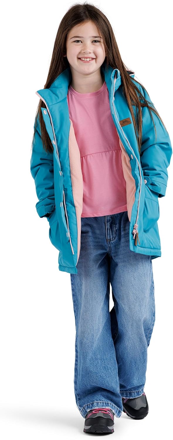 Trespass Girls Rain Jacket Roselettie - Padded, Detachable Hood, 2 Patch Pockets, Adjustable Cuffs, Dipped Back Hem, Woven Shell