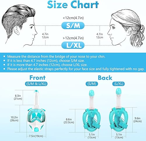 Miniatura 5 de LITTLEJSY Snorkel Mask,Full Face Snorkel Mask for Adults Kids,Snorkeling Gear with Detachable Camera Mount,Panoramic 180 View,Anti-Fog Anti-Leak