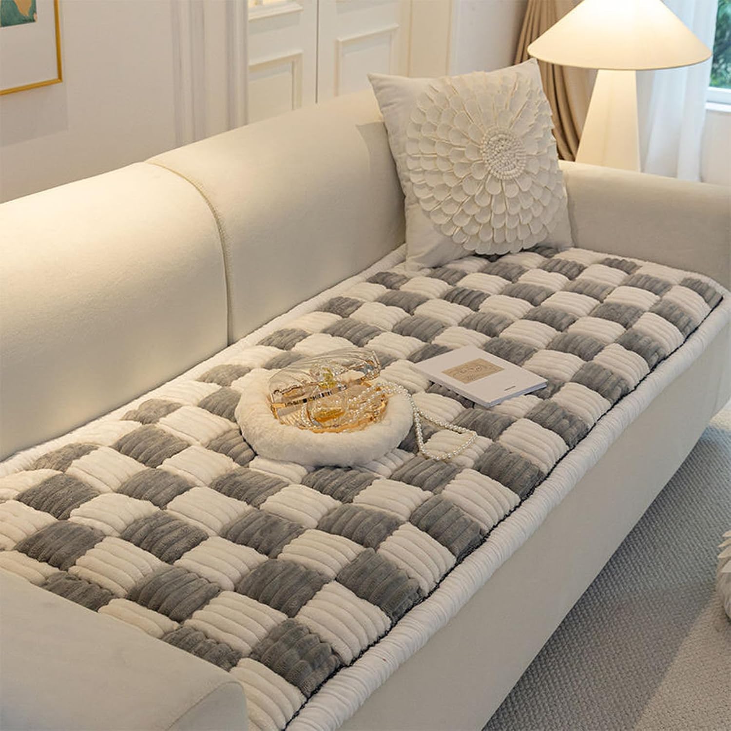 [KUZQIM] 長座布団 ベンチシート ロングクッション 椅子クッション リビング ソファーパッド 柔らかい 車用座布団 おしゃれ