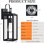 Grandes lumières murales extérieures de 16'' 2-Packs, Accessoires d'éclairage extérieur noir moderne, étanches à l'extérieur Sconces Porch Light pour la maison murale Mount, Lanternes murales de ferme pour porte avant, Patio, Garage