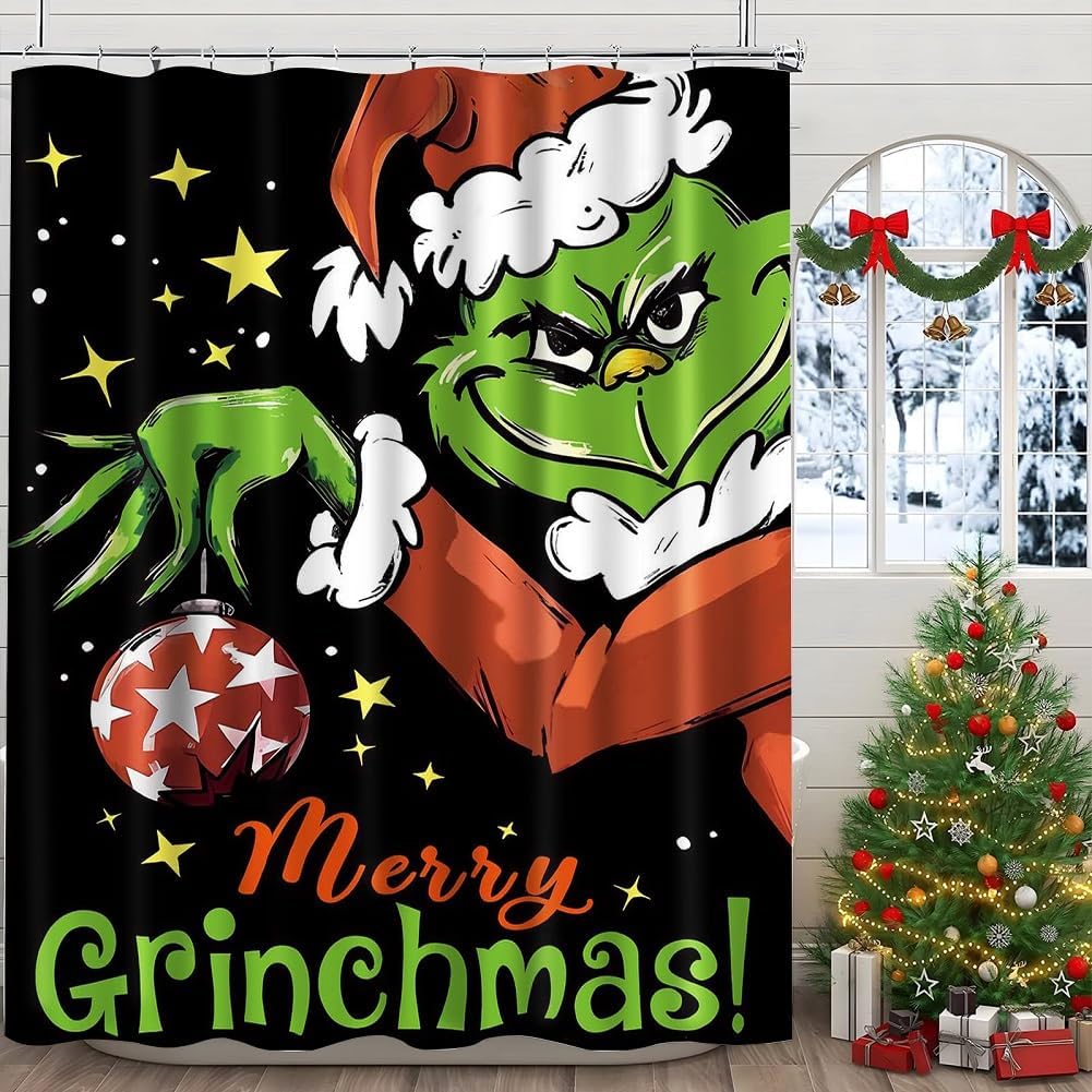Vertrauen Christmas Shower Curtain for Bathroom, Grinch