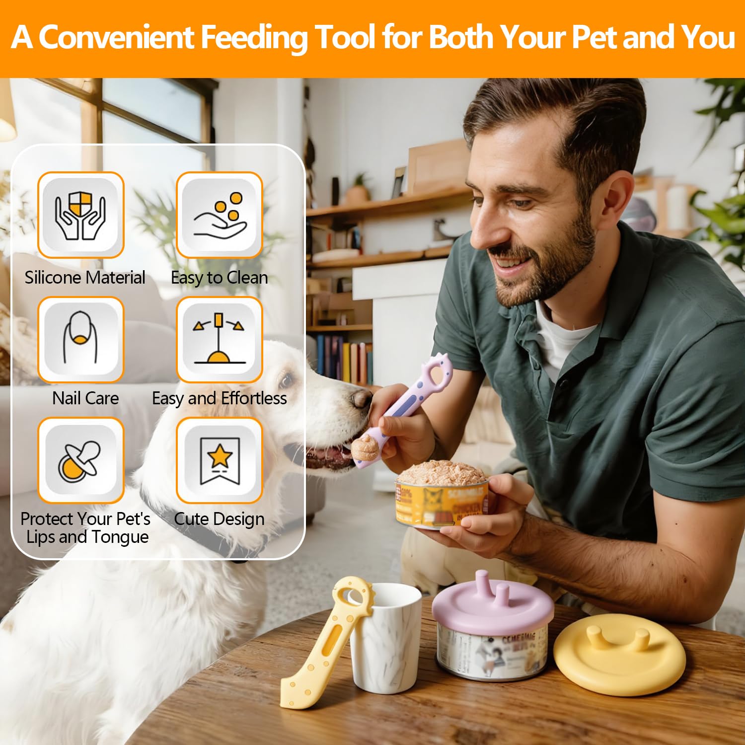 4 Pièces Couvercle Boite de Conserve avec Antidérapant Cuillère D'étanchéité Couvercle Silicone Ouverture Portable Convient Ouvre-Boîte Multifonction pour Chats et Chiens