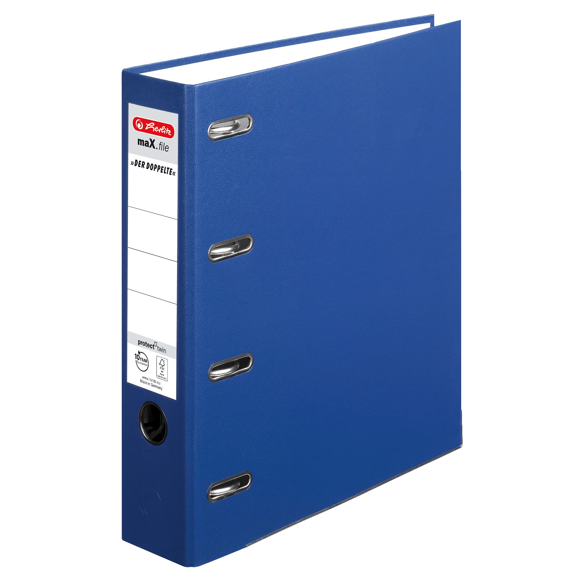 herlitz 10842276 maX.file protect, formato A4, larghezza dorso: 7 cm, ripiano: A4 / 2 x A5 orizzontali, 10 pezzi, blu
