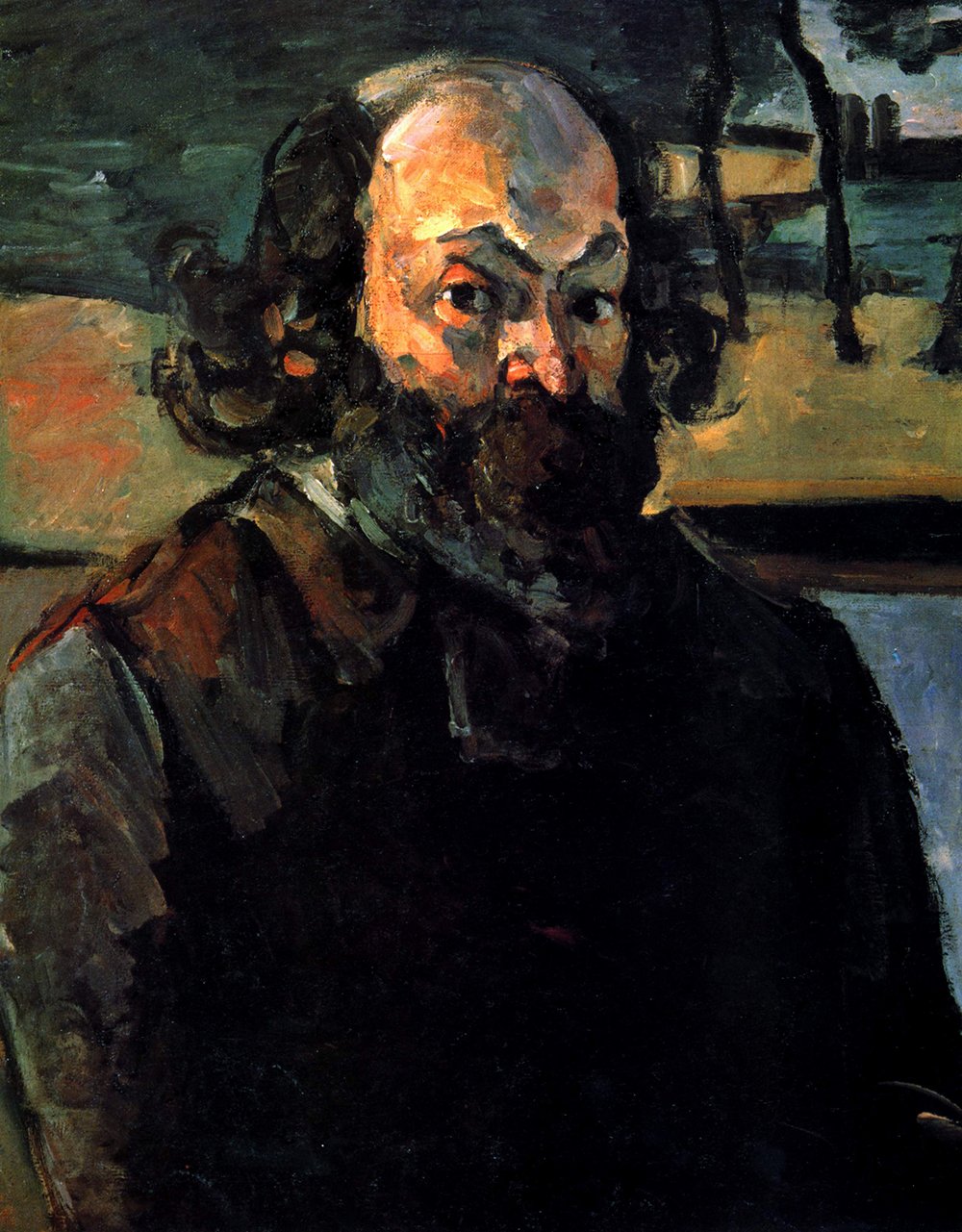 Portrait de Cézanne barbu mat pour éliminer les reflets avec un cadre marron moyen chic