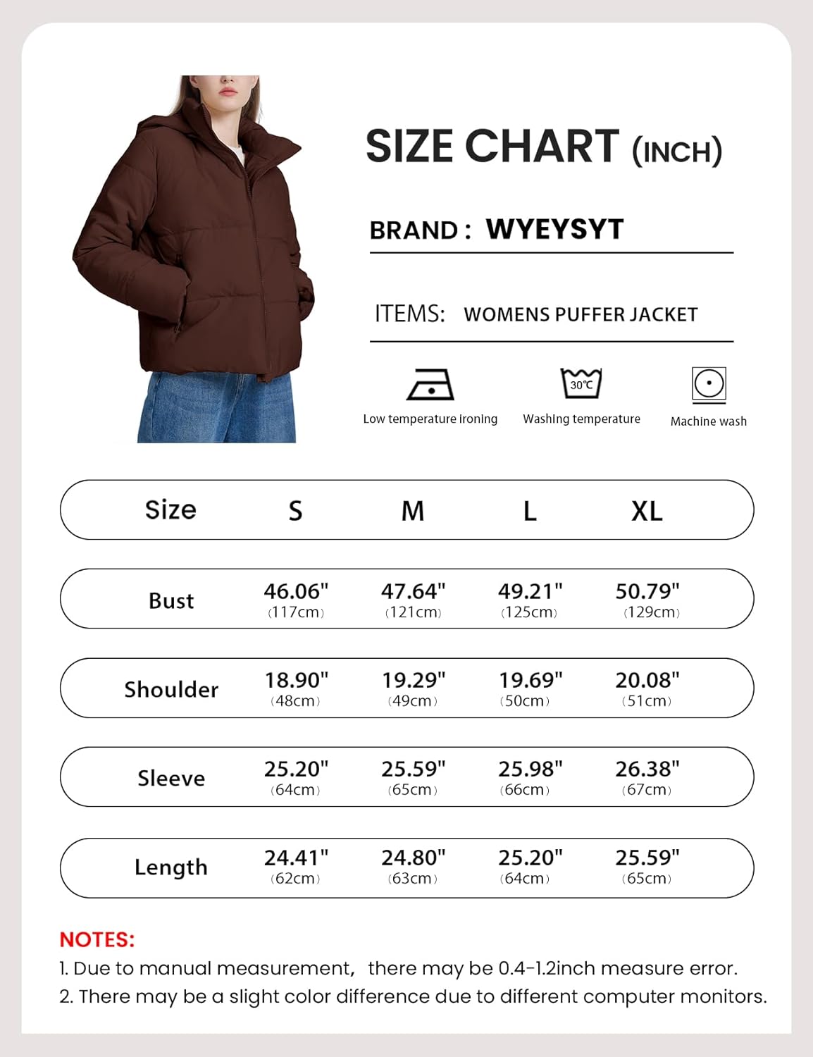 Wyeysyt Womens Cropped Puffer Jacket Warm Winter Quilted Jacket with Removable Hood Short Padded Coat - Image 7