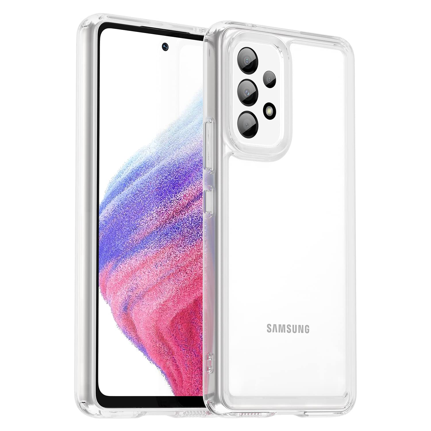 BOHAOCase for Samsung Galaxy A73 Case Drop Protection [Defend from Shock/Scratch/Fingerprint] Clear Hard Acrylic Back Soft TPU Bumper Slim Phone Cover for Samsung A73 5G-Crystal Clear