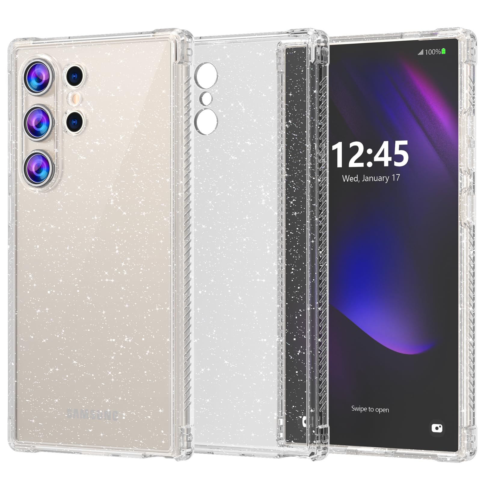 for Samsung Galaxy S24 Ultra Case,Glitter Clear Case S24 Ultra,Shockproof Bumper Protective Phone Cover, Designed for Samsung S24 Ultra 5G 6.8"(Clear Bling)