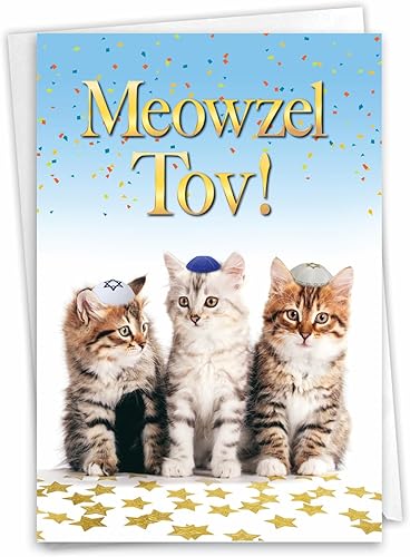 NobleWorks - Divertida tarjeta de felicitación judía del 13 hito Bar Mitzvah con sobre de 5 x 7 pulgadas (1 tarjeta) Tarjeta judía del 13 hito