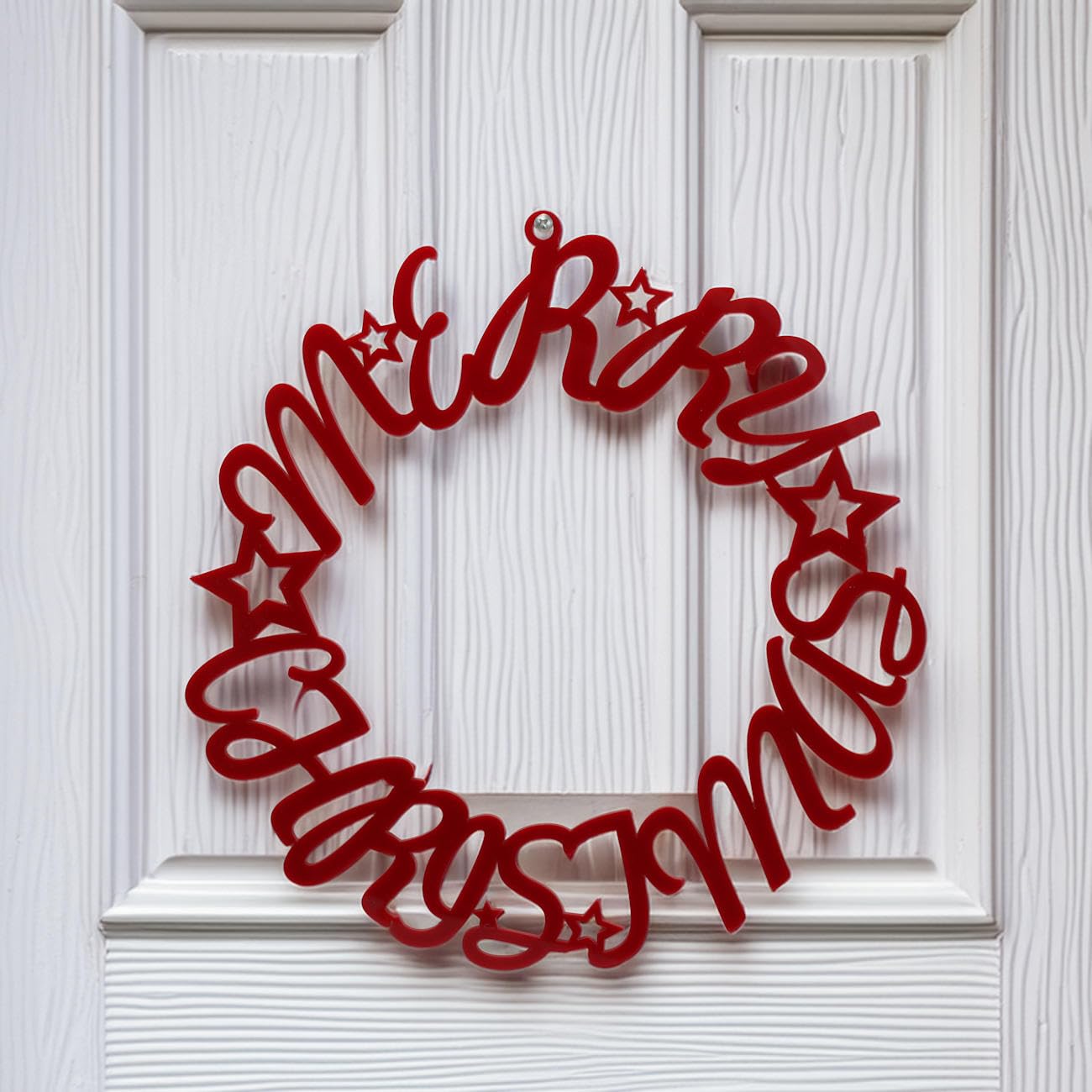 Merry Christmas Wall Decoration Sign - Wreath 2D Alternative Sign Door 30CM (Red) - Image 2