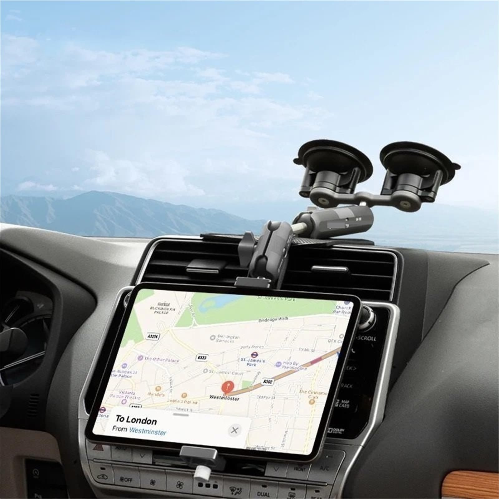 Soporte Movil Coche Supporto per Tablet per Auto Supporto a Ventosa con Supporti a Sfera da 1 Pollice per Tablet Supporti per Parabrezza di Veicoli Porta Smartphone