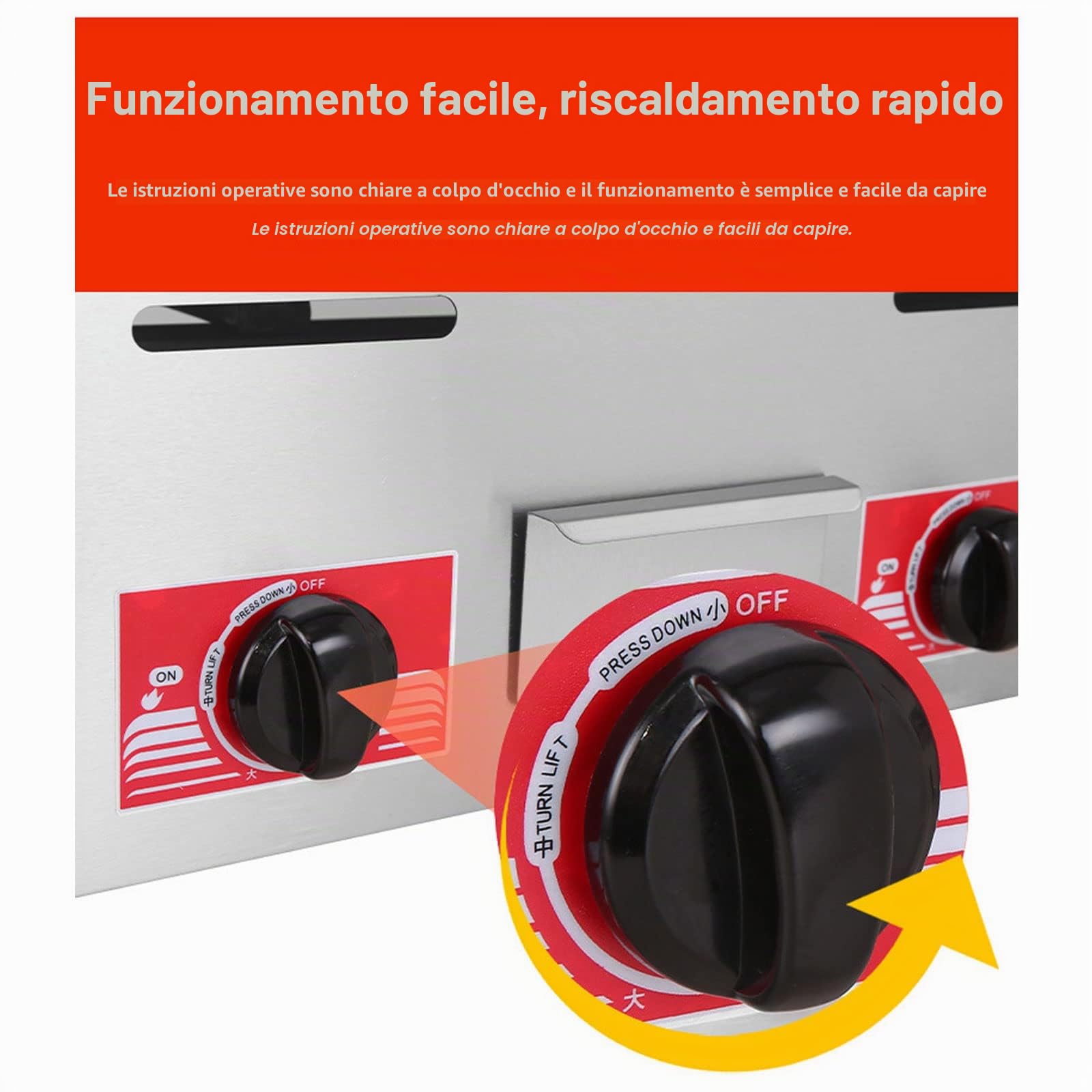Piastra a gas GPL commerciale in acciaio inox resistente, piastra di cottura per esterni, antiaderente con parte superiore piatta per hamburger ad alto volume e preparazione di alimenti