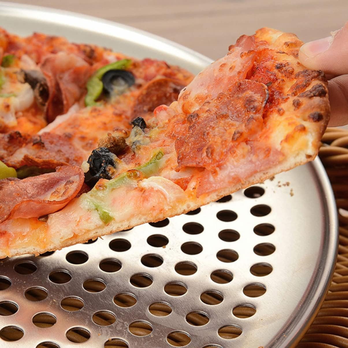 3pcs Pizza Pan Pizza Plate Round Crisper Nonstick Baking Pan for Party