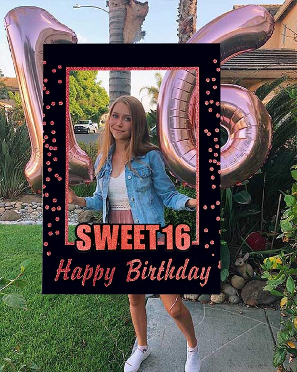 JeVenis Rose Gold Sweet 16 Birthday Favors 16th Birthday Party Supplies Photo Booth Props 16th Birthday Photo Frame Birthday Photo Frame