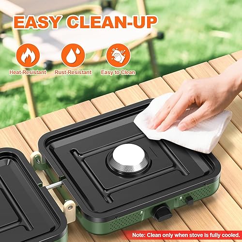 Miniatura 5 de Estufa de campamento plegable de propano de 2 quemadores con bolsa de transporte, estufas de campamento de propano portátiles con quemadores