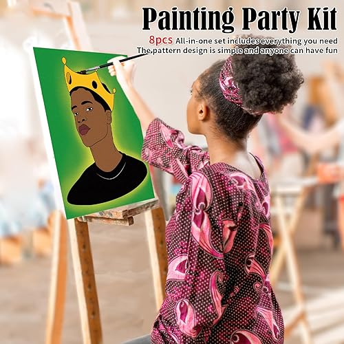 Miniatura 3 de VOCHIC Paquete de 8 lienzos predibujados para pintar para adultos, suministros de fiesta para sorbos y pinturas, juego de pintura en lienzo para