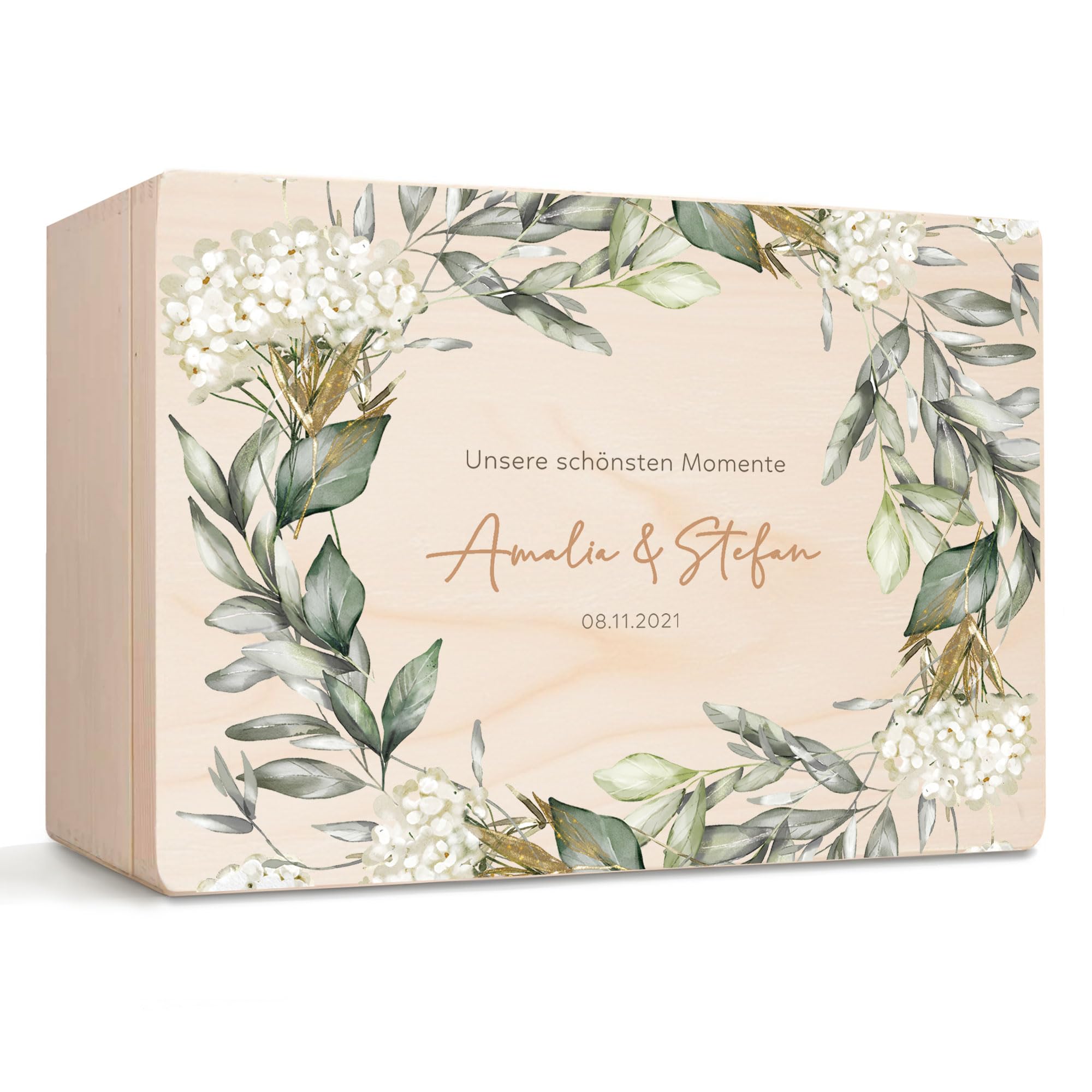 Little Deco Personalisierte Erinnerungskiste, Holzkiste mit Deckel, Schatzkiste Hochzeit, Erinnerungsbox, Hochzeitsgeschenk für Brautpaar, Geschenk Valentinstag, Liebesgeschenk XHL1194-04