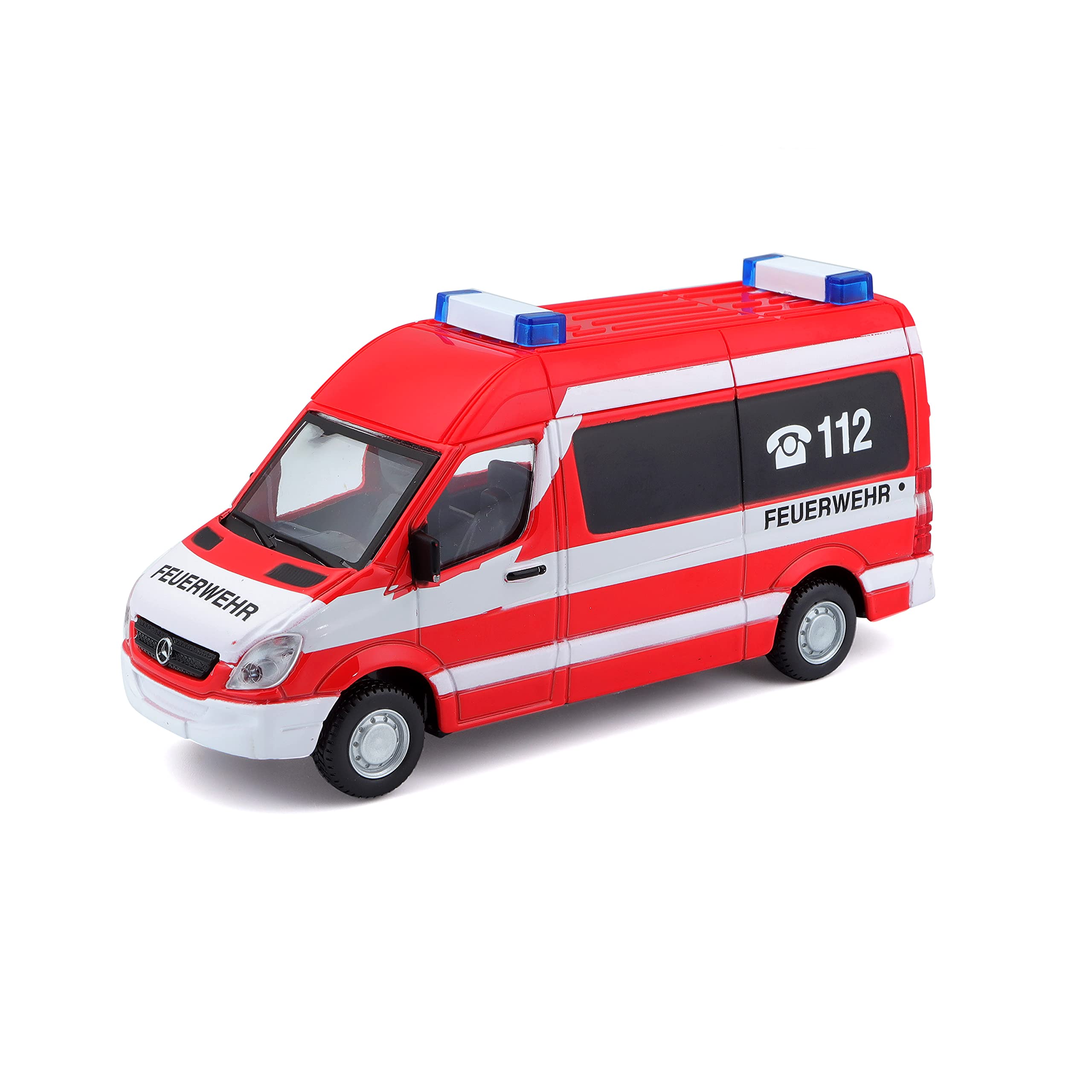 Bauer Spielwaren Mercedes Sprinter Fire Brigade: Emergency Vehicle Scale 1:50, from 3 Years, Approx. 11.5 cm, Red (18-32006F)
