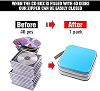 Vista 28 de Funda para CD, soporte para cartera de DVD, funda para CD/DVD, 40 discos, bolsa resistente, carpeta de almacenamiento, álbum (puple)