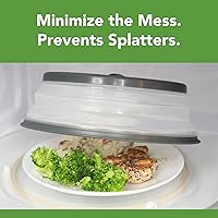 Vista 2 de Tovolo Cubierta de salpicaduras para microondas para alimentos, mediana (carbón) - Tapa protectora de salpicaduras de silicona plegable y ventilada