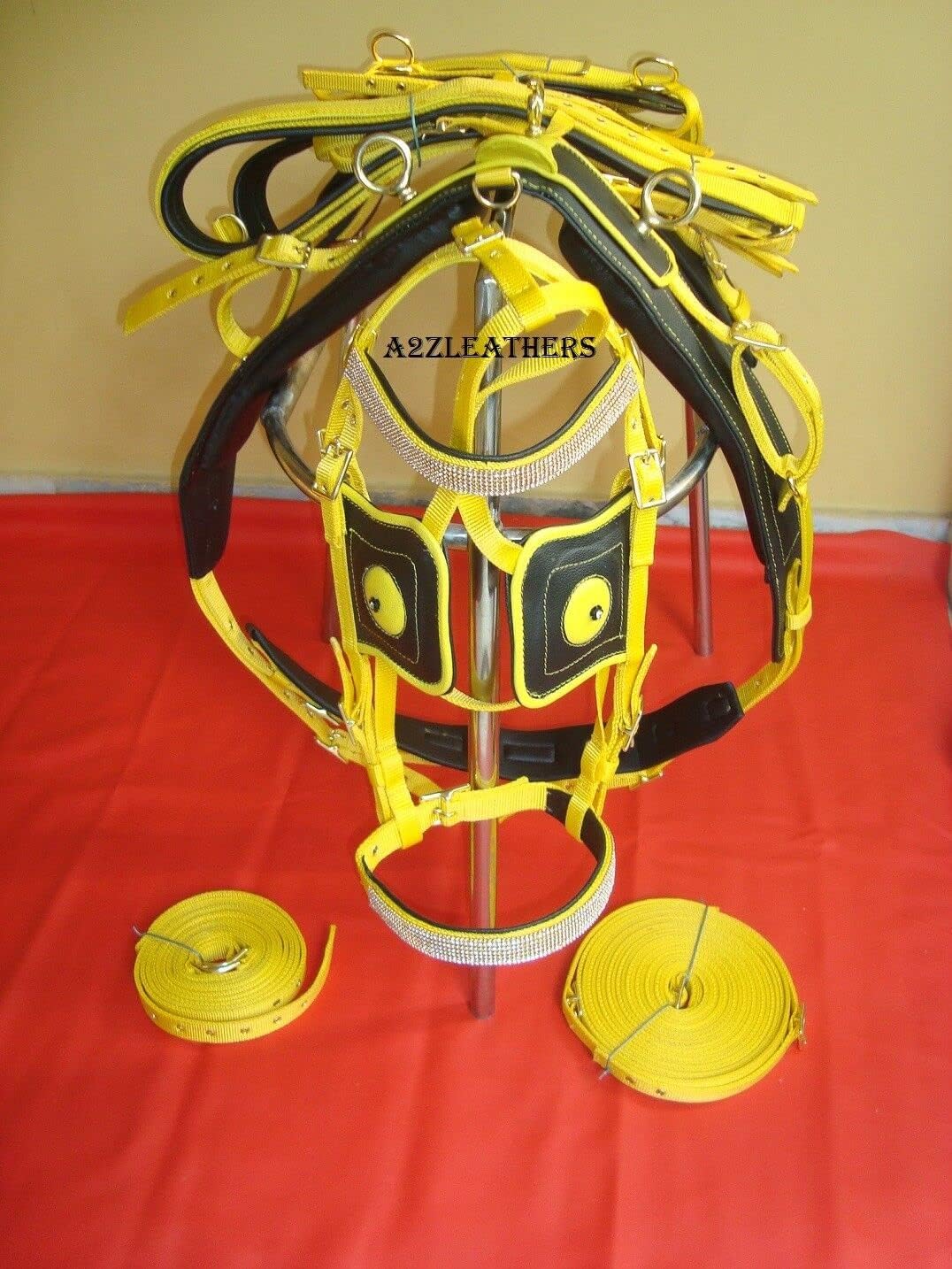 Exclusive Yellow/Black Synthetic Nylon Driving Harnes For Single Horse in 4 Size
