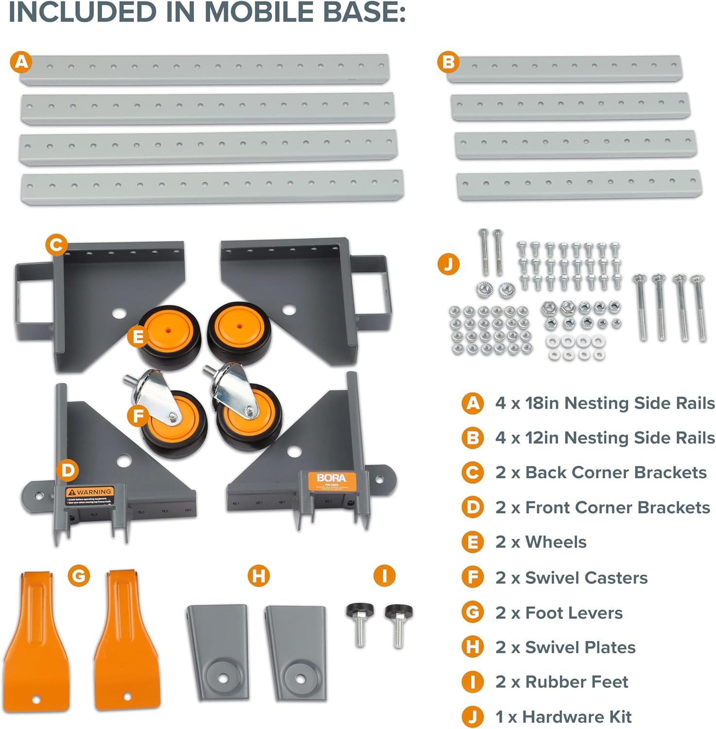 BORA PM-2500 Mobile Base - Move Your Table Saw! -3