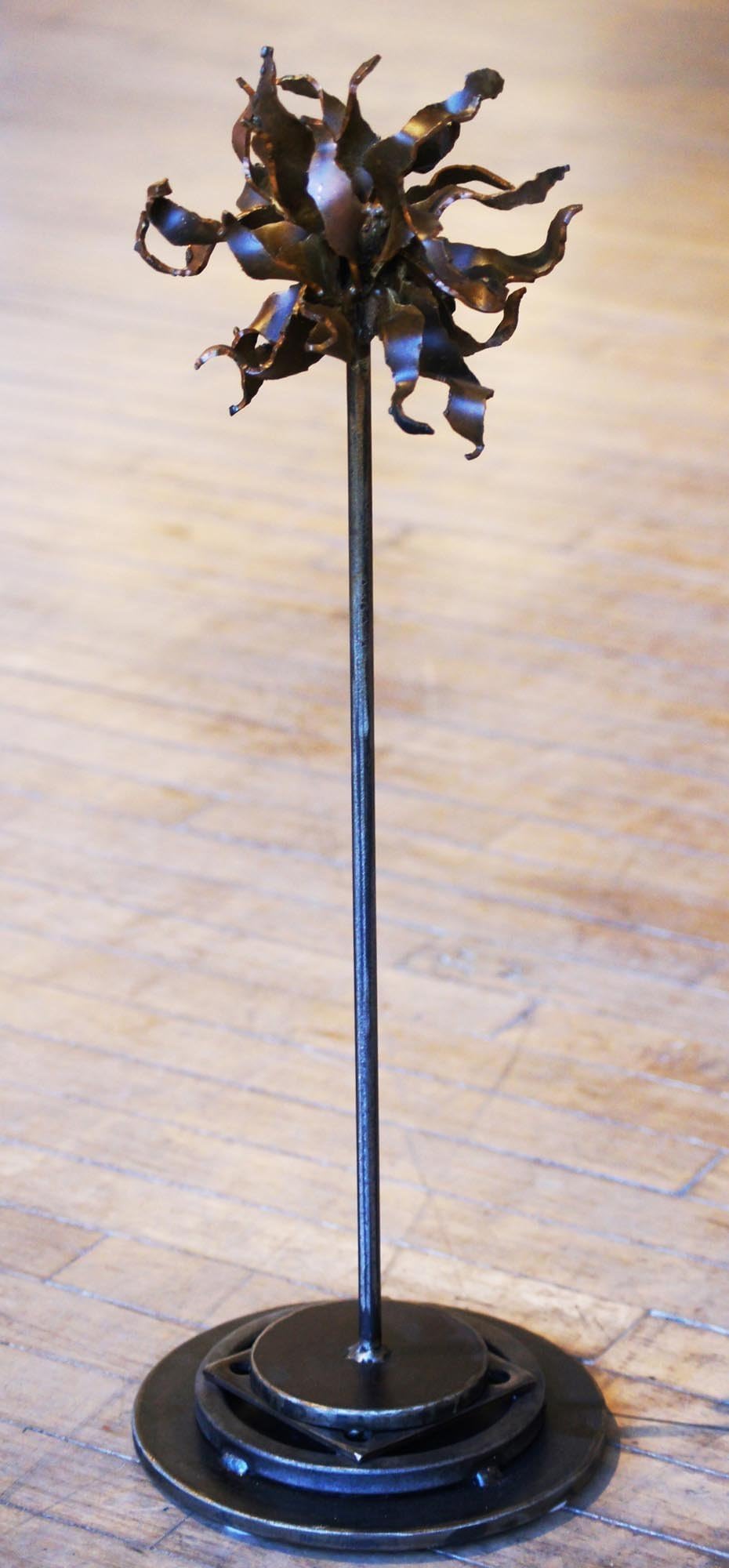 Sun - Original Metal Sculpture Abstract 3D Sculpture Expressionist Decor Dark Welded Steel by Renowned Artist Nate Brimhall