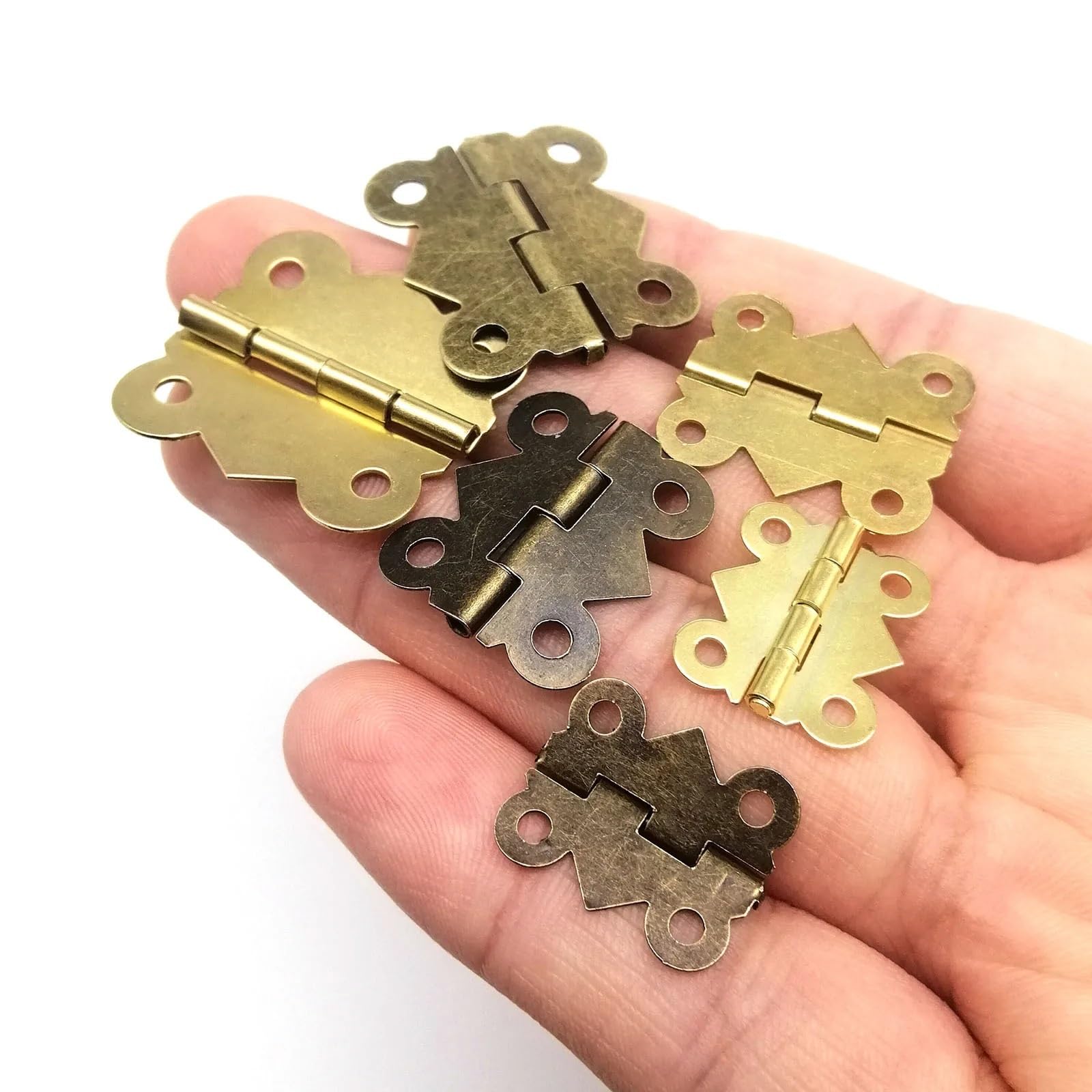 Charnière de porte pour maison de poupée et caisse à vin, ferrure décorative rétro, 6 pièces