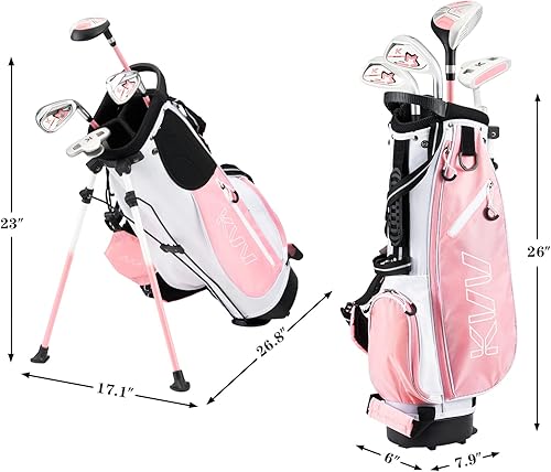 Miniatura 5 de KVV Junior Complete Golf Club Set for KidsChildren Right Hand, Includes Oversize Driver, Irons, Putter, Head Cover, Portable Golf Stand Bag