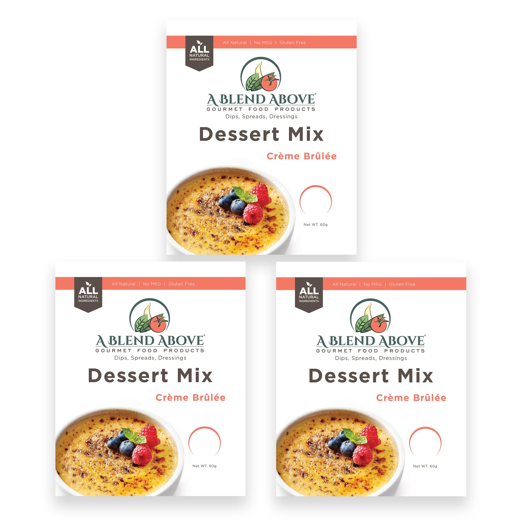 A Blend Above Creme Brulee No-Bake Dessert Mix, 3 Pack, No-Bake Cheesecake, Fruit Dip, Dessert Mix, Bagel Topping, Frosting, Cheesecake Filling, Quick