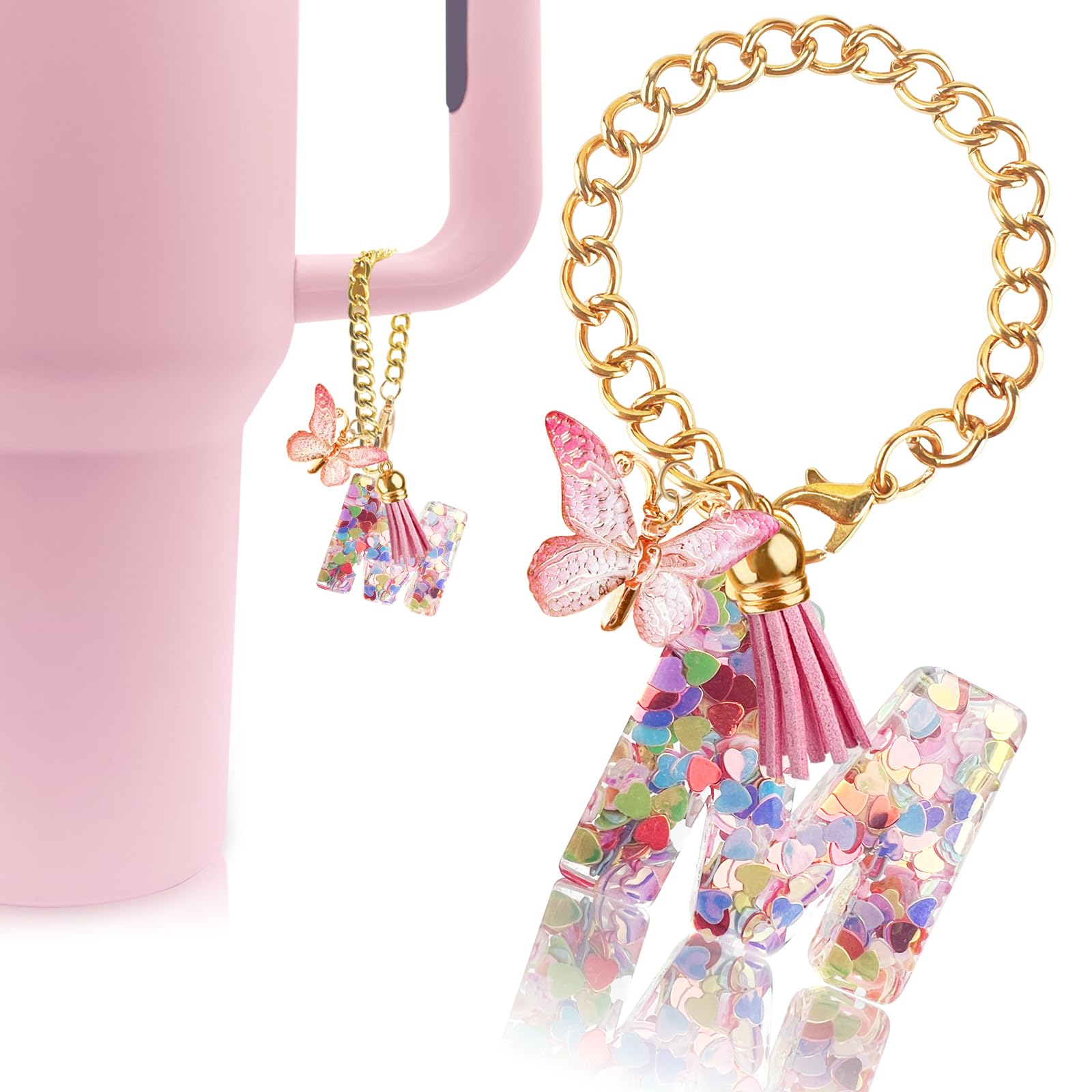 Stanley Mint Green tumbler with Butterfly Pearl Bag Charm Keychain My New Mint Green Stanley Tumbler: Absolutely Obsessed! ? main image 4