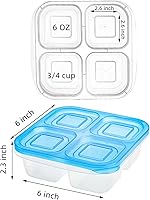 Vista 2 de AVLA Paquete de 10 cajas Bento para aperitivos, contenedores reutilizables para preparación de comidas, 4 compartimentos, cajas de almuerzo Bento