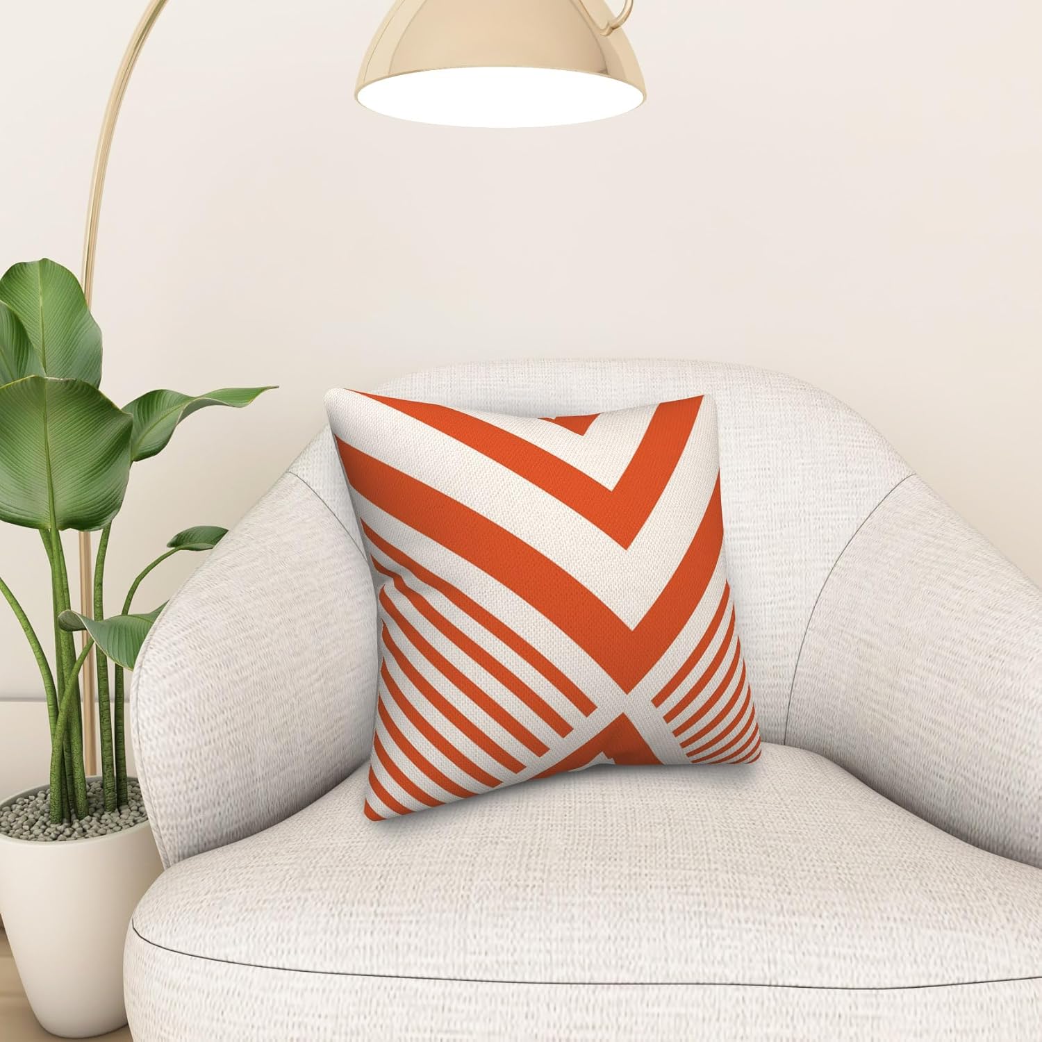 4 Pcs/Set Geometric Pillow Covers Boho Orange White Winding Strips Circle Abstract Geometry Lines Minimalist Throw Pillow Covers for Sofa Paito Couch Outdoor Decorative, 18"x18"
