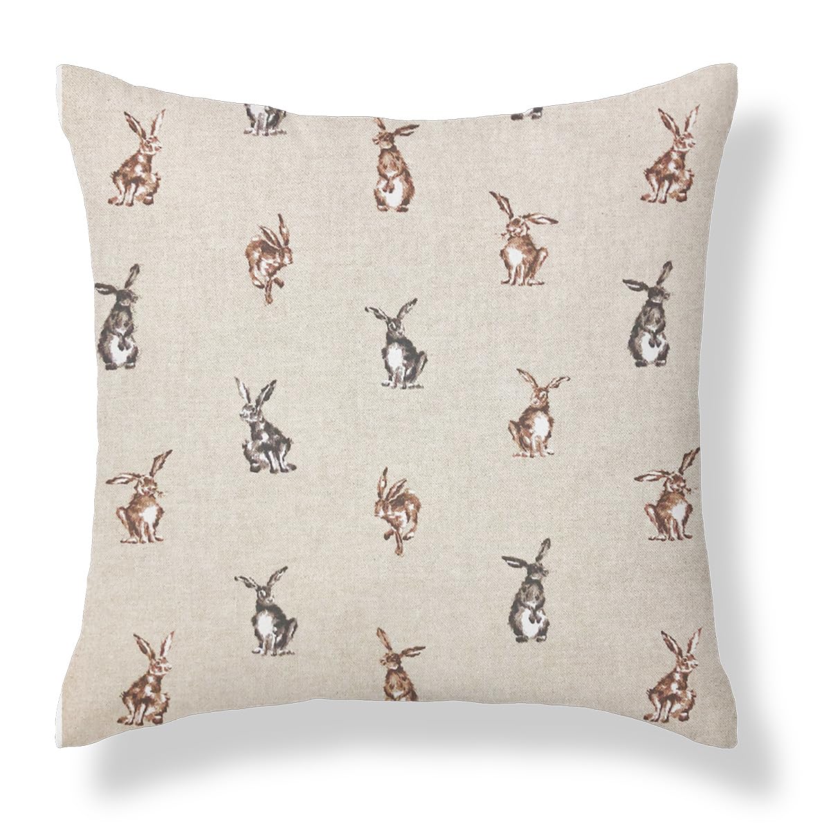Harrison Cropper Brown Hares Country Animal Print Cushion Cover Stags Hare Cow Pig Pheasant Duck (, 16")