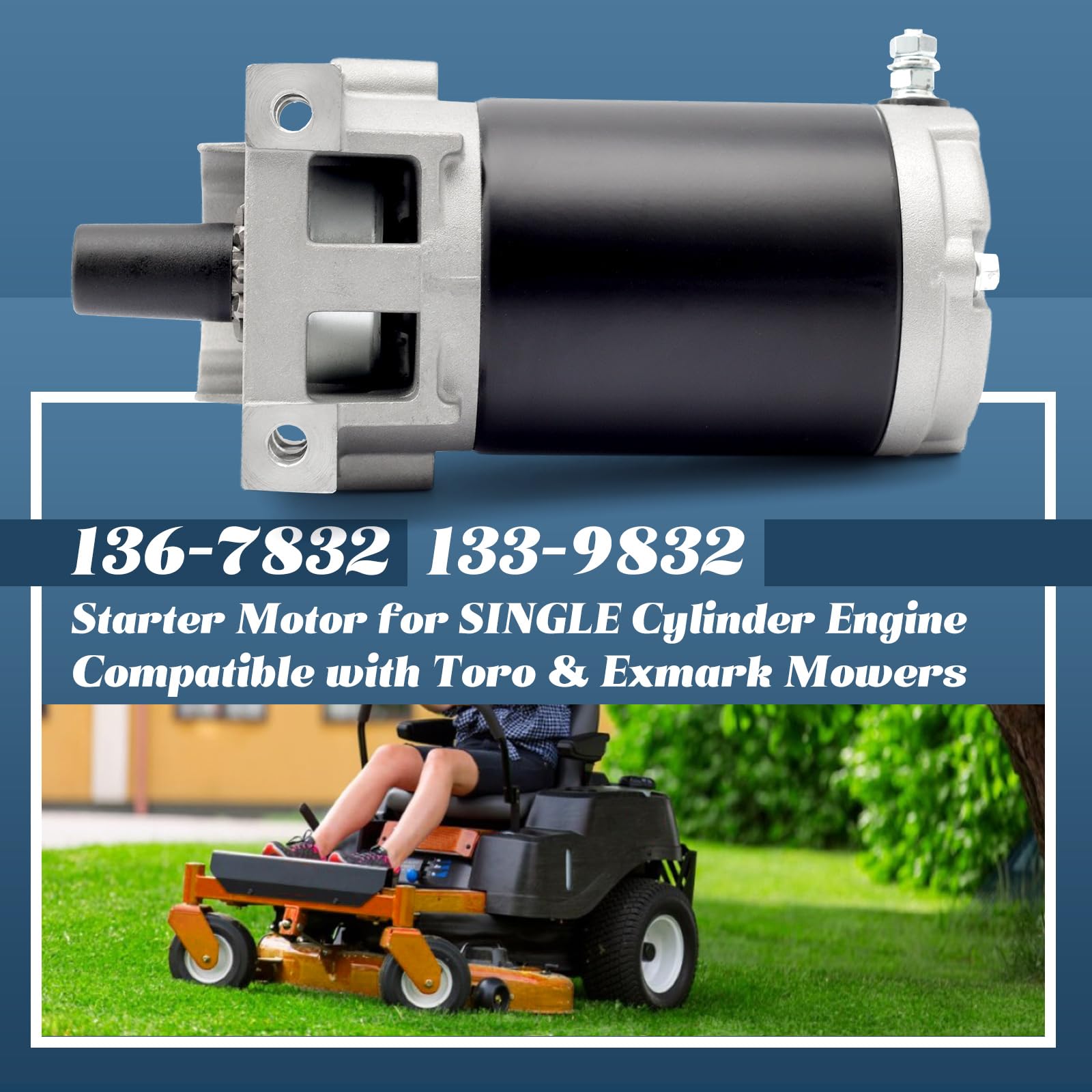 136-7832 133-9832 - Motor de arranque de repuesto para cortacésped Toro Exmark Timecutter, cortacésped, tractor de césped, piezas de motor de un solo cilindro, sustituye a 120-4229 120-4339
