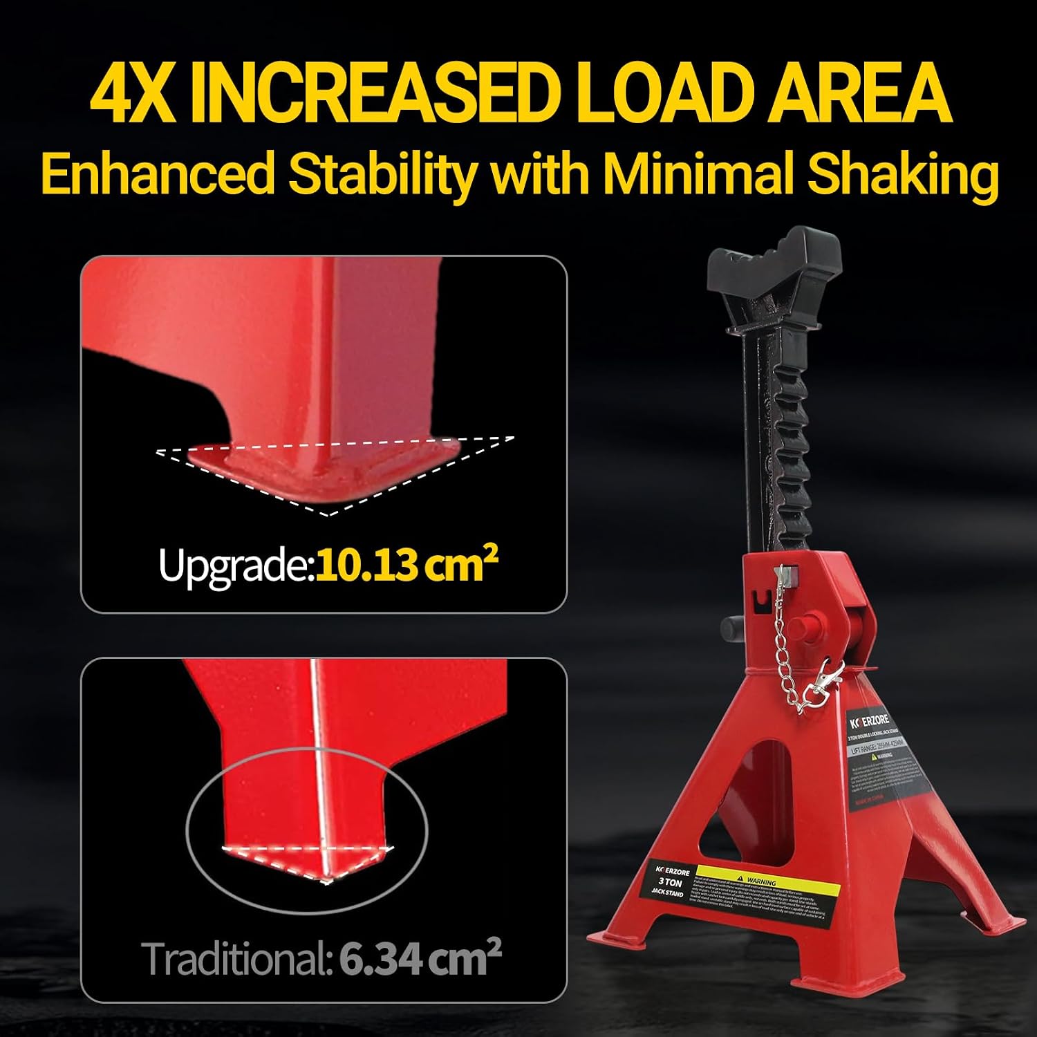 3 Ton Jack Stands, 1 Pair Heavy Duty Steel Car Jack Stands with Double Locking Pins, Adjustable Height for Cars, SUVs, Sedans and Vehicle Repair Maintenance(Red)