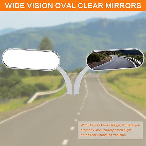 Miniatura 3 de LKV Mini espejos retrovisores ovalados para motocicleta, 0.315 in, 0.394 in, retrovisor, universal, rotación de 360 grados, repuesto cromado para