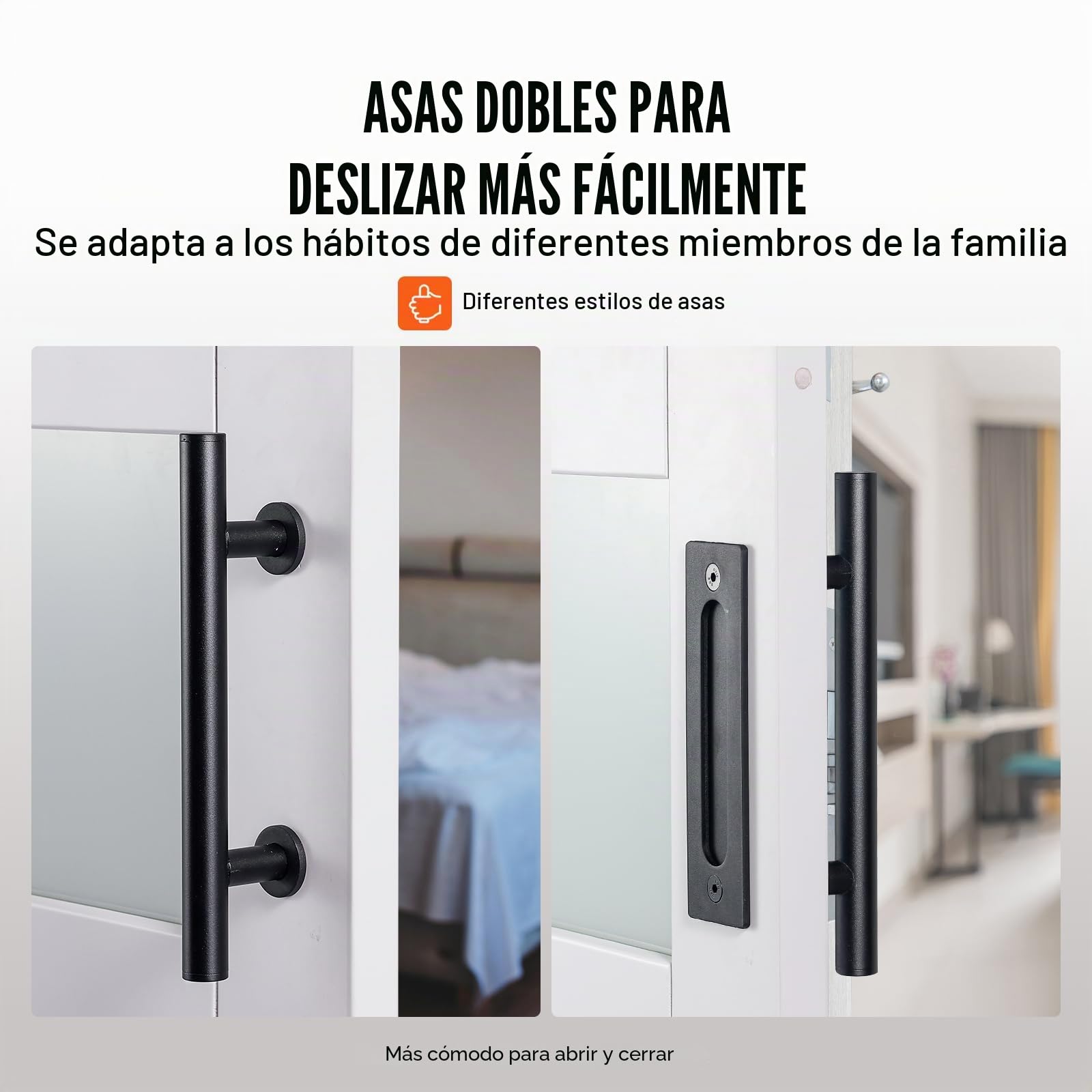 VEVOR Kit de Herrajes y Puerta de Granero Puerta Corrediza de Vidrio de 762 x 2134 mm Puerta de Granero con Guía de Piso 8 en 1, Manija de Puerta, Paneles de Madera de Abeto y Vidrio Esmerilado