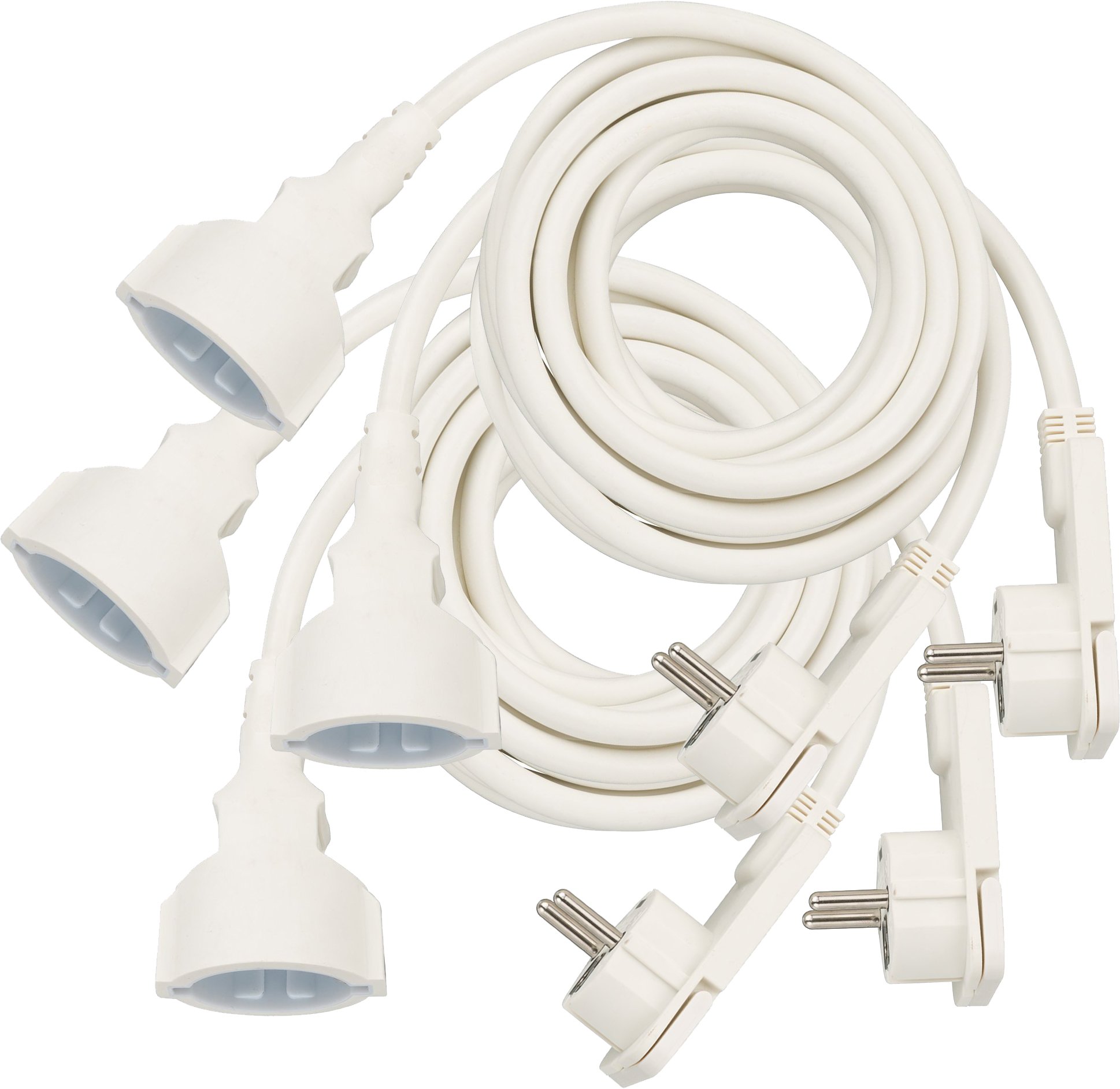 4er Pack Brennenstuhl Qualitäts-Kunststoff-Verlängerungskabel mit Flachstecker (Verlängerungskabel flach für innen mit 3m Kabel) weiß