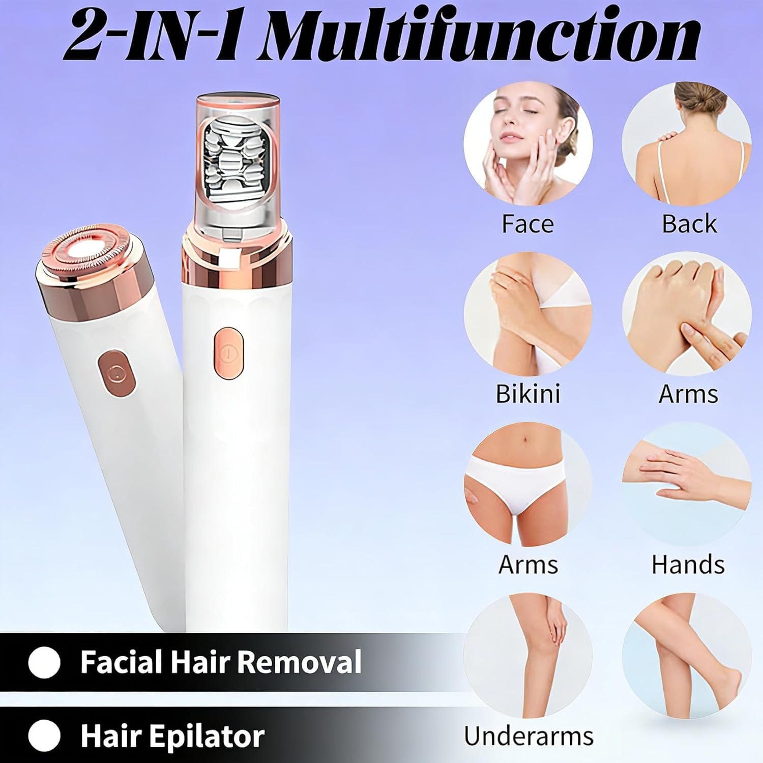 Depiladora Facial Mujer - Depiladora Facial EléCtrica Recargable 2 En 1 Con Luz Led, DepilacióN Precisa E Indolora Para Una Piel Suave En Rostro, Barbilla Y Labio Superior (Rosa)